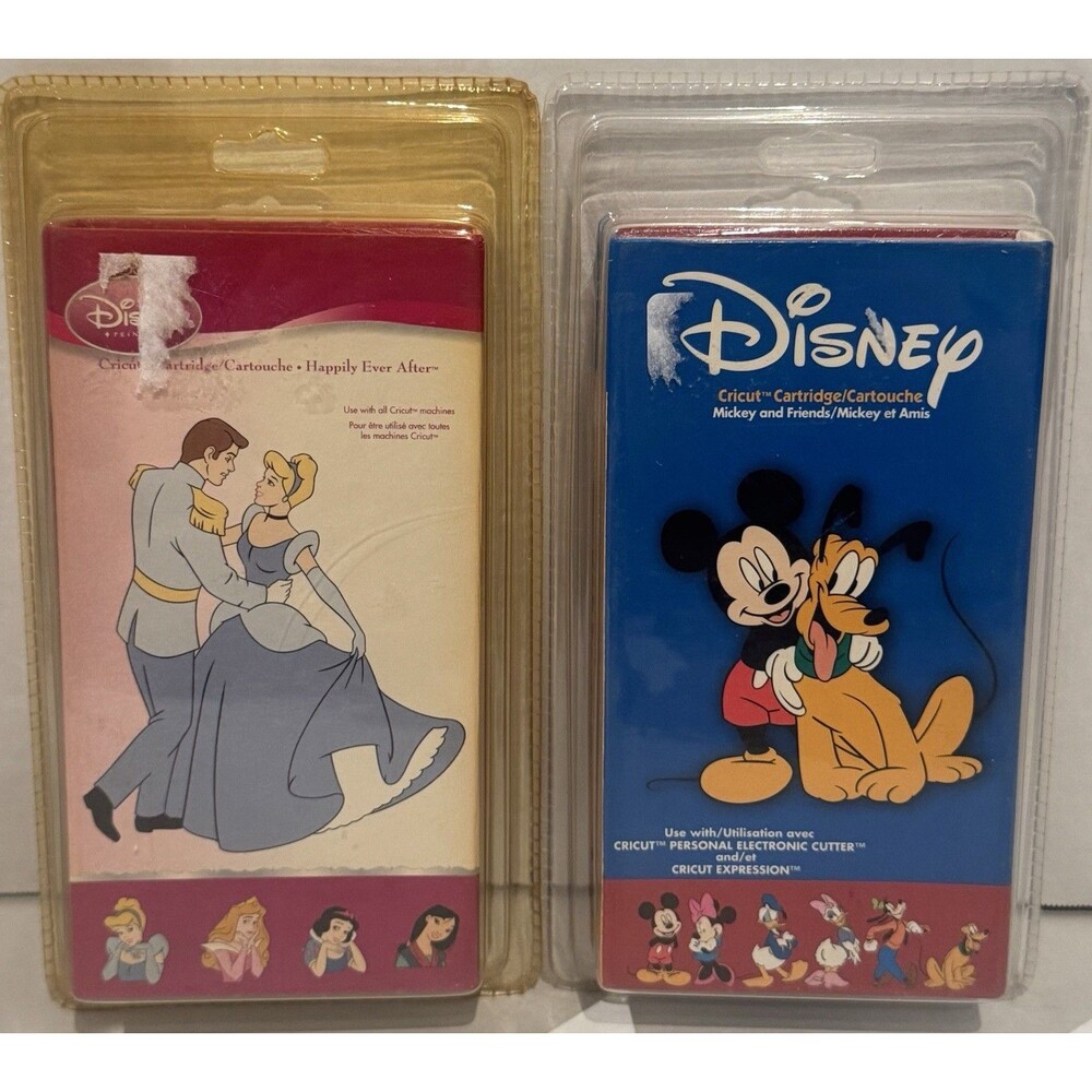 2 Cricut Cartridge Disney HAPPILY EVER AFTER Cinderella ,  Mickey & Friends New